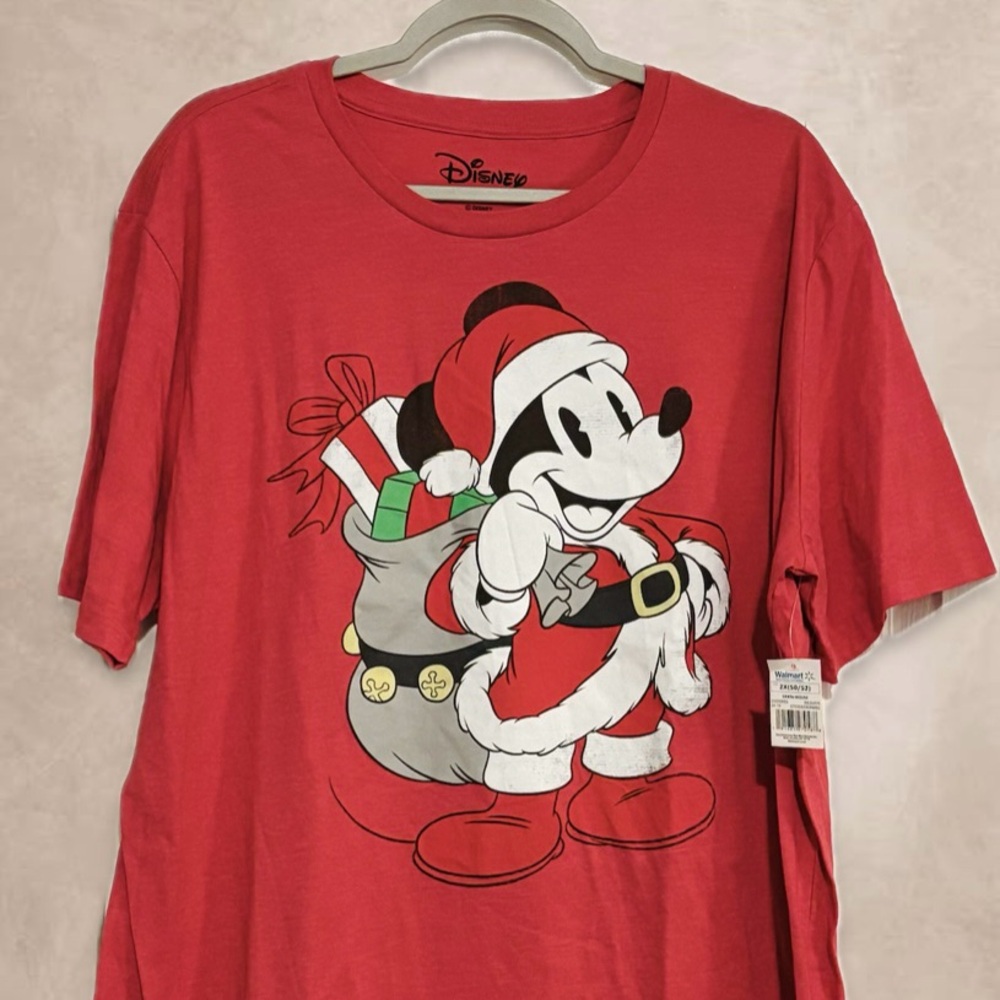 Disney Red Santa Mickey Mouse Graphic Tee